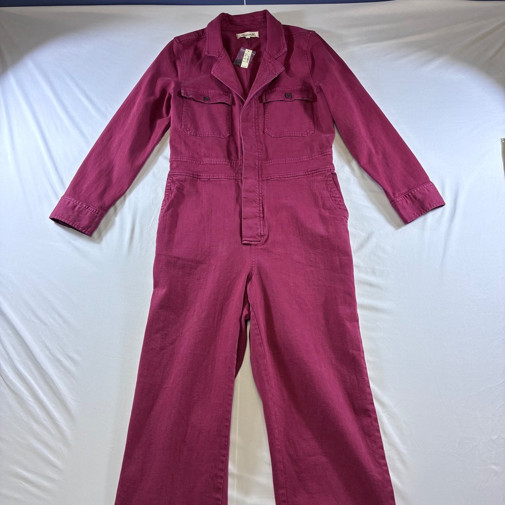 Madewell Beet Berry Pink Long Sleeve Utility Jumpsuit K3293 Size 8 NEW